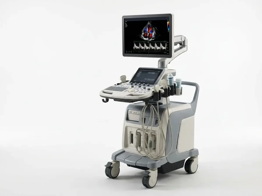 Equipamento de ecocardiograma transtorácico usado na Cardo Clínica Cardiovascular, em Itabuna